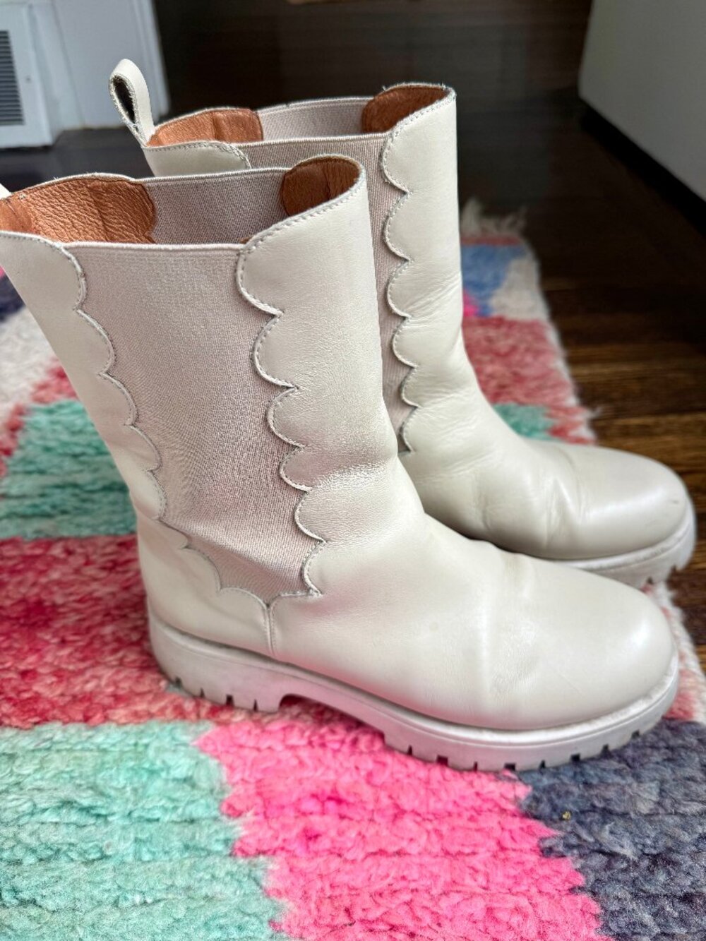 Rosae Paris Cream Leather Chelsea Boots size 39